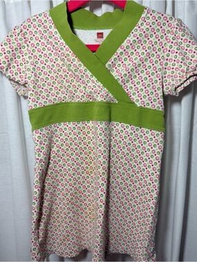 Tea Brand Girls Pink & Green Polka Dot Wrap-Style Dress